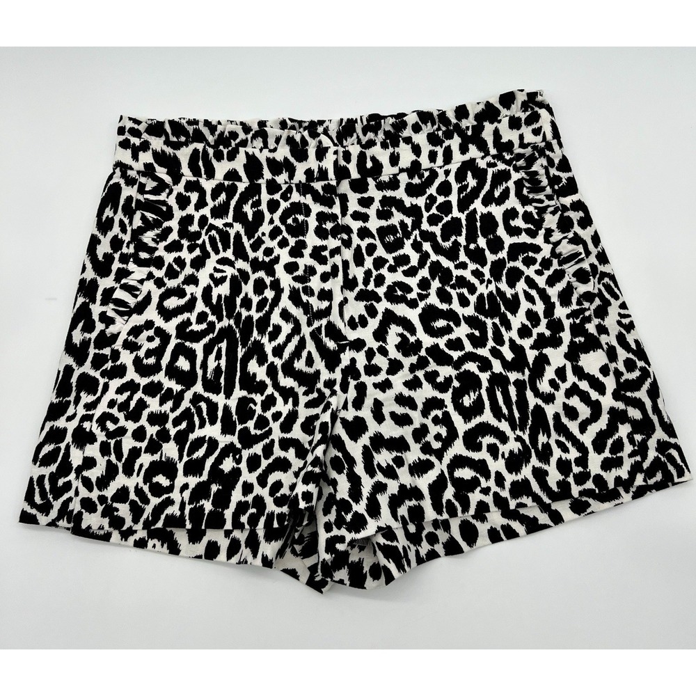 J Crew‎ Women's Size Zero Cheetah  Print Linen Blend High Rise Shorts